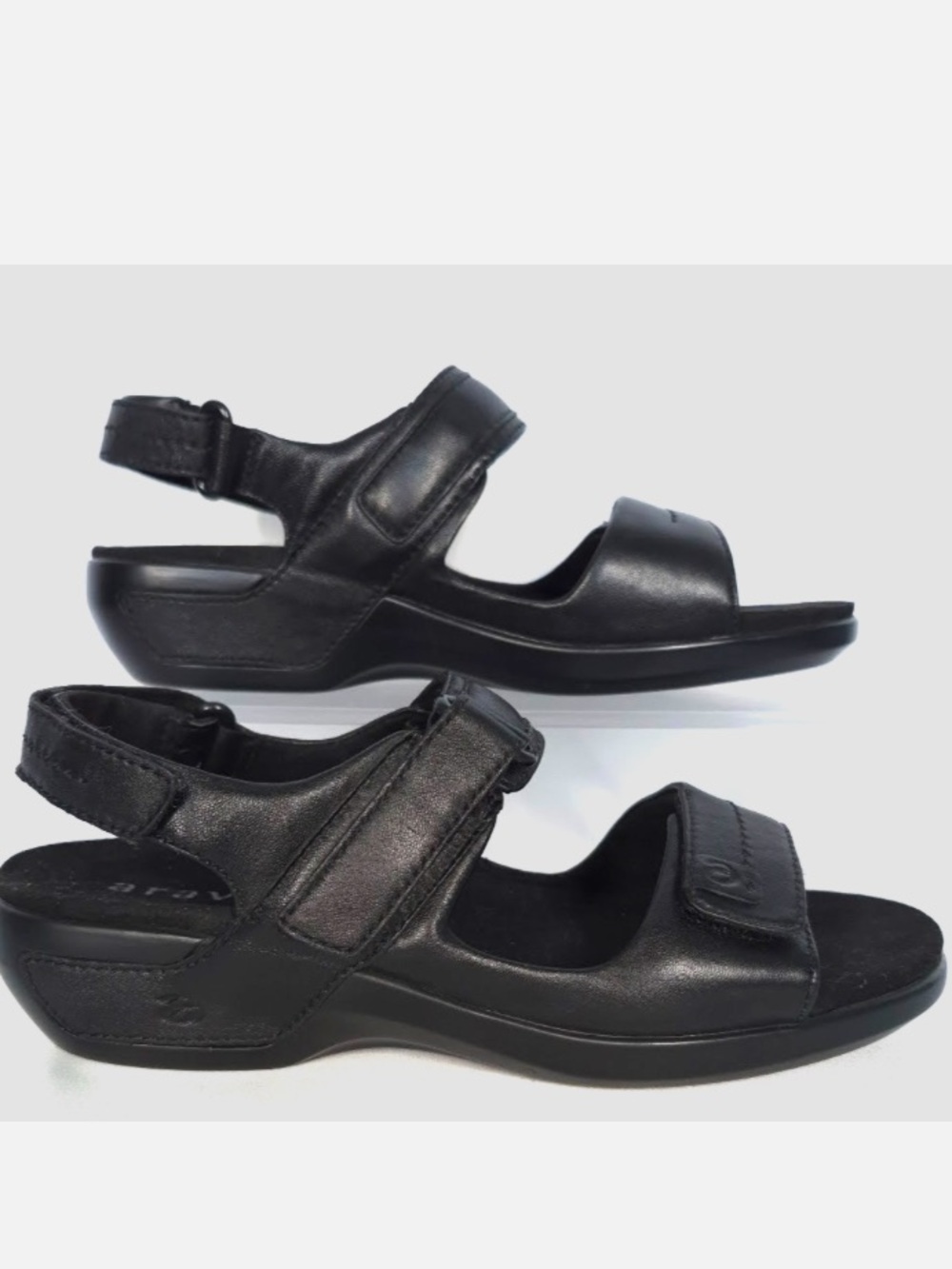 Aravon Black Leather Adjustable Strap Sandals 7 nwot